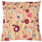 Mars & More kussen geborduurd wilde bloemen rozenbottel beige 45x45cm