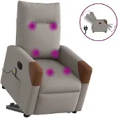 vidaXL Sta-op-massagestoel elektrisch verstelbaar stof taupe