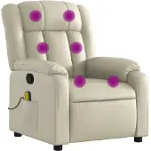 vidaXL Massagestoel van kunstleer in crèmekleur