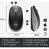 Logitech M190 - Muis - EMEA / MID GREY