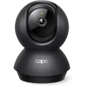 TP-LINK TAPO C201, IP-beveiligingscamera, voor binnen, met kabel en draadloos, voor op tafel of aan de muur, zwart, 75,2°