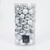 Décoris Kerstbal kunststof d6cm ass 100st zilver