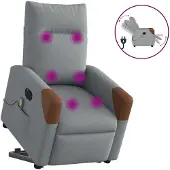 vidaXL Sta-op-massagestoel elektrisch verstelbaar stof lichtgrijs