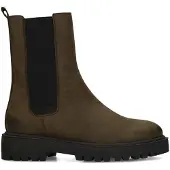 Manfield Donkergroene nubuck chelsea boots | Maat 38