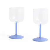 HAY Tint Wijnglas Pak Van 2 Doorzichtig / Jade Blue - Wijnglazen Borosilicaatglas Clear - AB530-A668-AT92