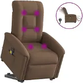 vidaXL Sta-op-massagestoel elektrisch verstelbaar stof bruin