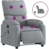 vidaXL Massagestoel elektrisch verstelbaar stof lichtgrijs