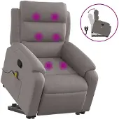 vidaXL Sta-op-massagestoel verstelbaar stof taupe