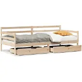 vidaXL Slaapbank met lades 90x190 cm massief grenenhout