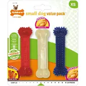 Nylabone Moderate Triopack - Voordeelpak Kauwbotten met Kip en Baconsmaak - Voor Kleine Honden tot 7 kg - XS