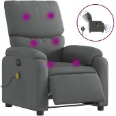 vidaXL Massagestoel elektrisch verstelbaar stof donkergrijs