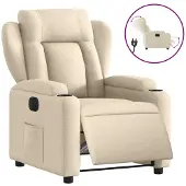vidaXL Fauteuil verstelbaar elektrisch stof crèmekleurig
