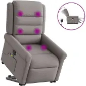 vidaXL Sta-op-massagestoel elektrisch verstelbaar stof taupe