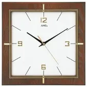 AMS W9434 – Wandklok, Quartz – Glas – Hout – Messing – 29x29x5 cm – Walnoot
