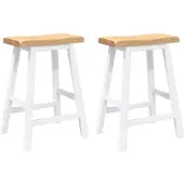 vidaXL Barkrukken, 2 stuks, wit, massief rubberhout