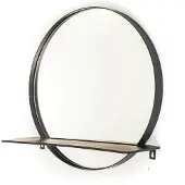 House Vitamin Mirror round metal with shelf black- Ø40cm