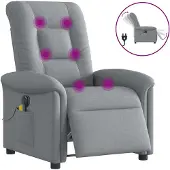 vidaXL Massagestoel elektrisch verstelbaar stof lichtgrijs