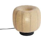 QAZQA Japandi tafellamp zwart met beige linnen kap 27cm - Nami