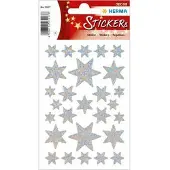 Herma Stickers ster 6-puntig, zilver irisfolie glanzend - 10 stuks