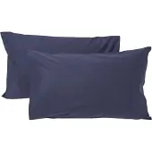 Homescapes Kinder Kussensloop 40x60 cm – Set van 2 – Uni Marineblauw – Egyptisch Katoen – OEKO-TEX