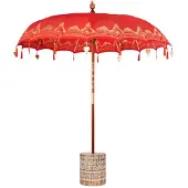 vidaXL Balinese parasol met basis Rood 215 x 215 x 260 cm Katoen