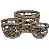 Z Mand rond zeegras set van 3 stuks Z Decoratief beeld of figuur