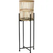 Home & Styling Lantaarn Op Standaard 19x19x25cm Beige beige Bamboe Lantaarn