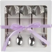 Décoris Theelepelset Vlinder 4-delig Rvs Zilver zilver RVS Lepel