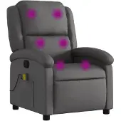 vidaXL Massagestoel van echt leer, grijs