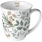 Ambiente Mok 400ml Leaves Wit wit Aardewerk Beker