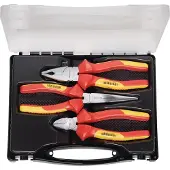 Promat /Tecwerk Set tangen | inhoud 3-delig VDE | verchroomd | kunststof koffer - 4000810096