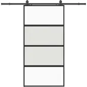 vidaXL - Schuifdeur - met - beslagset - 102,5x205 - cm - gehard - glas - zwart