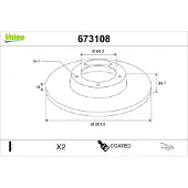 Valeo 673108 Remschijf