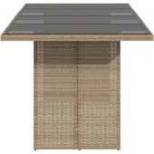 vidaXL Tuintafel met glazen blad 190x80x74 cm poly rattan beige