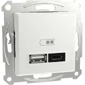Schneider Electric EPH2770421D Wandcontactdoos met USB Asfora Wit (glanzend) 1 stuk(s)