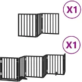 vidaXL Hondenhek inklapbaar 9 panelen 450 cm populierenhout zwart