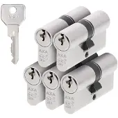 Axa Security SKG** dubbele veiligheidscilinder gelijksluitend (5x) 30-30 mm - vernikkeld