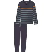 Schiesser Pyjama lang donkerblauw / grafiet