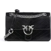 Pinko Schoudertas 'Sac Rabat Love One Light Mini Vitello Wr Noir' zwart