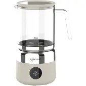 Safecourt Kitchen Glazen Melkopschuimer - Elektrische melkopschuimer - Glazen kan & PFAS-vrij - Vaatwasserbestendig - Beige