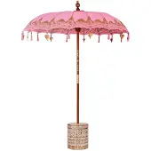 vidaXL Balinese parasol met basis Roze 185 x 185 x 260 cm Katoen