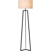 Atmooz - Falco - Staande lamp - Zwart met Witte Linnen Kap - Metaal - 166 cm - Woonkamer - Eetkamer - Slaapkamer