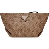 GUESS Toilettas Helina Top Zip Cosmetic Latte Logo Bruine