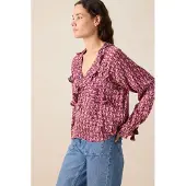 Sissy-Boy Donkerrode blouse met ruffles | Maat: XS