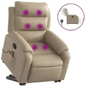 vidaXL Sta-op-massagestoel elektrisch kunstleer cappuccinokleurig