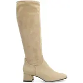 Manfield Beige stretch laarzen met hak | Maat 42