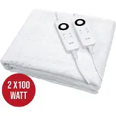 DistinQ Elektrische Onderdeken dubbel 100 Watt - 160x140 cm - tweepersoons - Automatische Uitschakeling - Oververhittingsbescherming - 5 Standen - Enkel onderdeken Wit