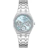 GUESS Analoog horloge 'QUINN' lichtblauw / zilver