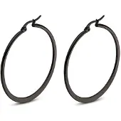 Cilla Jewels Hoop Oorringen Edelstaal Zwart-40mm