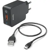 Hama USB-oplader 19.50 W 1x USB-A, 1x Micro-USB Zwart Binnen